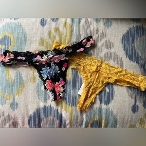 Like New Two Pack Pink by Victoria’s Secret Lacy Thongs - Size Medium